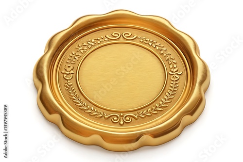 Gold plate with intricate patterns, symbolizing elegance or achievement.