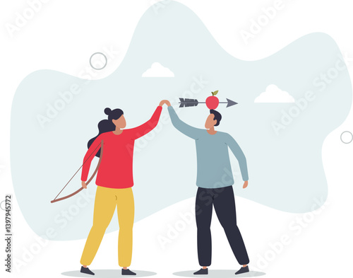 Trusted partner, believe and confidence in strong business relation, collaboration or trust alliance concept.flat character life .