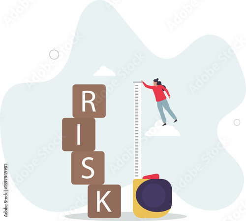 Risk assessment, analyze potential danger level, measure money loss acceptable for investing, control or limit loss concept.flat character life .