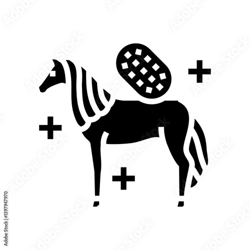 grooming horse breeding glyph icon vector illustration