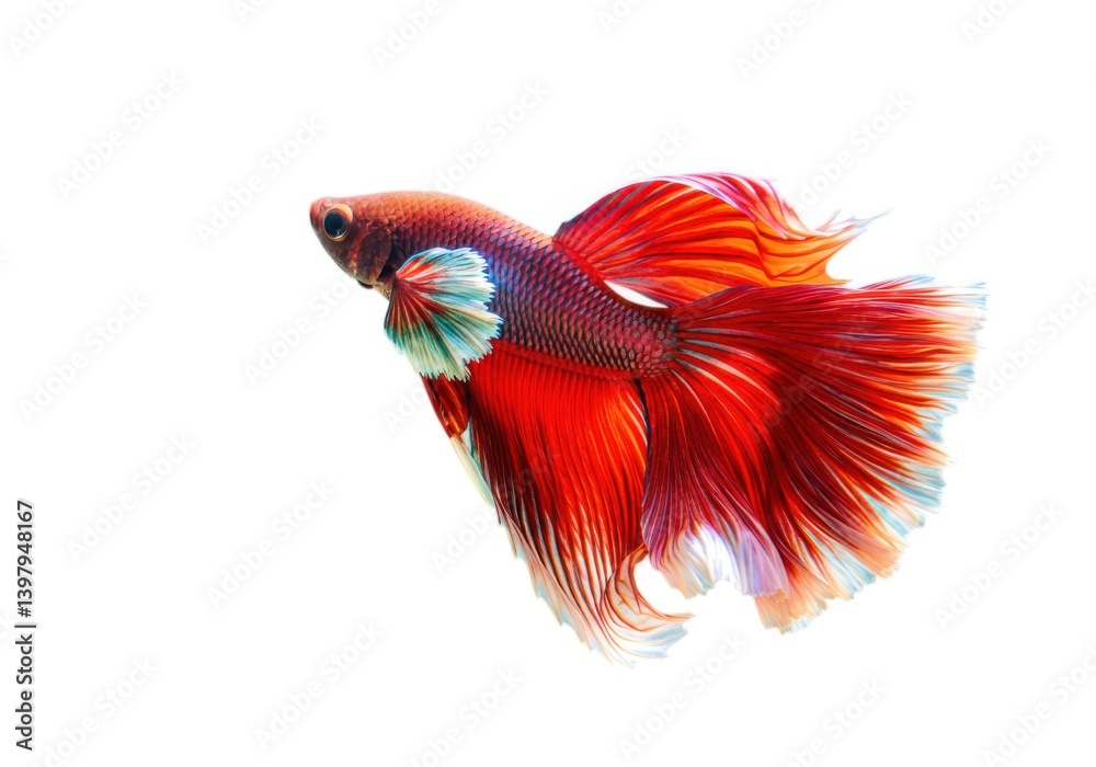 Fototapeta premium Isolated betta splendens fish swimming aquarium pet shop