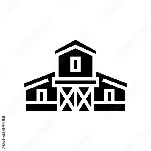 barn horse breeding glyph icon vector illustration