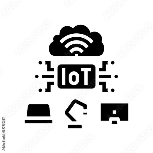 internet of things iot industry 5 glyph icon vector illustration