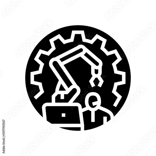 cobots collaborative robots industry 5 glyph icon vector illustration