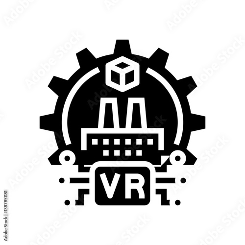 virtual reality vr manufacturing glyph icon vector illustration