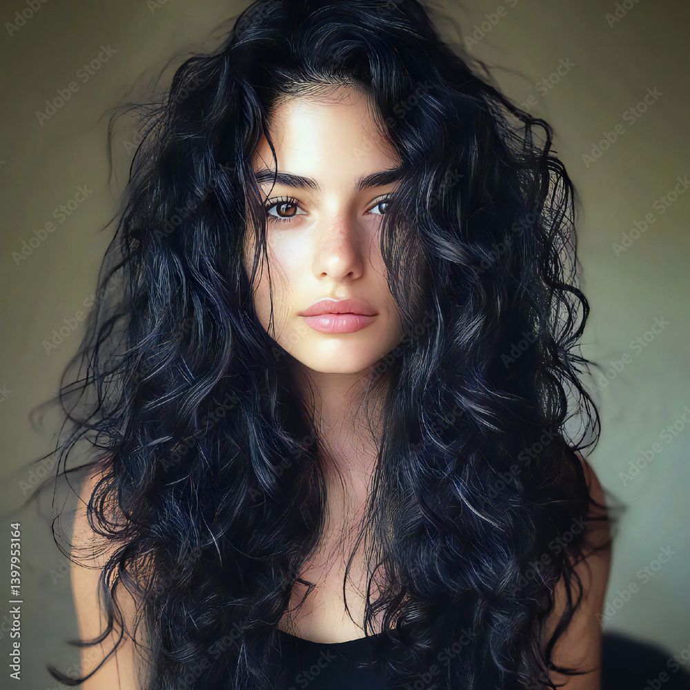 Naklejka premium Curly hair for girl.