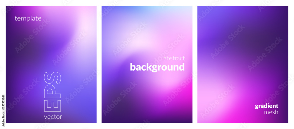 Abstract liquid background set. Gradient mesh. Effect bright color blend. Blurred fluid colorful mix. Modern design template for web covers, ad banners, posters, brochures, flyers. Vector EPS Abstract liquid background set. Gradient mesh. Effect bright color blend. Blurred fluid colorful mix. Modern design template for web covers, ad banners, posters, brochures, flyers. Vector EPS