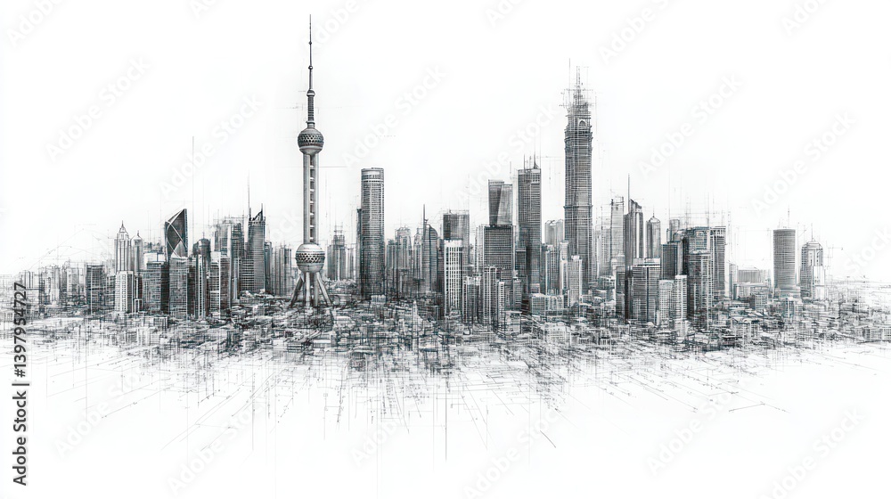 Obraz premium Sketched Cityscape