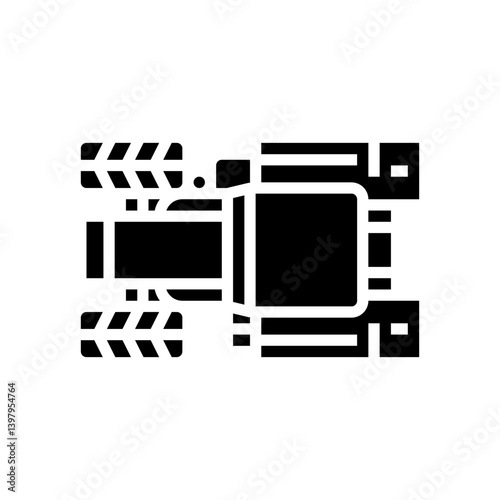 agriculture tractor top glyph icon vector illustration