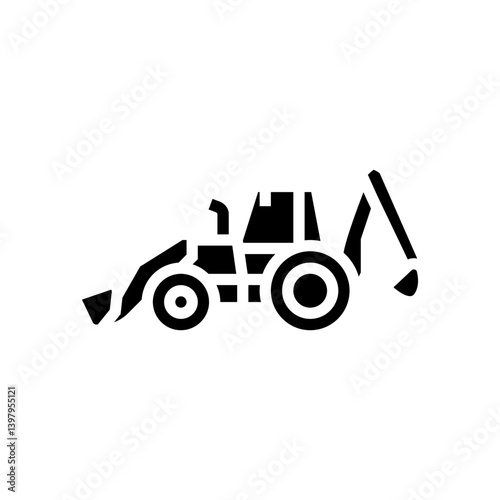 cultivation tractor glyph icon vector illustration