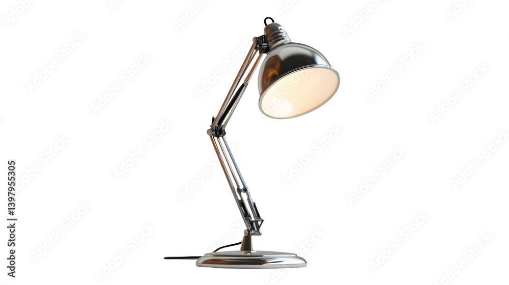 Modern Desk Lamp Illuminating White Background: Minimalist Lighting Concept Modern Desk Lamp Illuminating White Background: Minimalist Lighting Concept