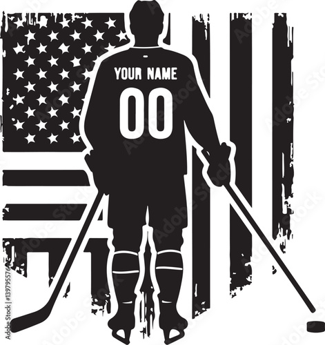 American Hockey SVG | Ice Hockey Player Clipart | Sports Silhouette