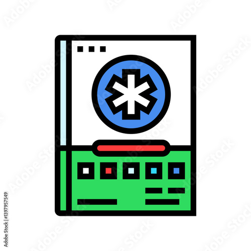 first aid manual color icon vector illustration