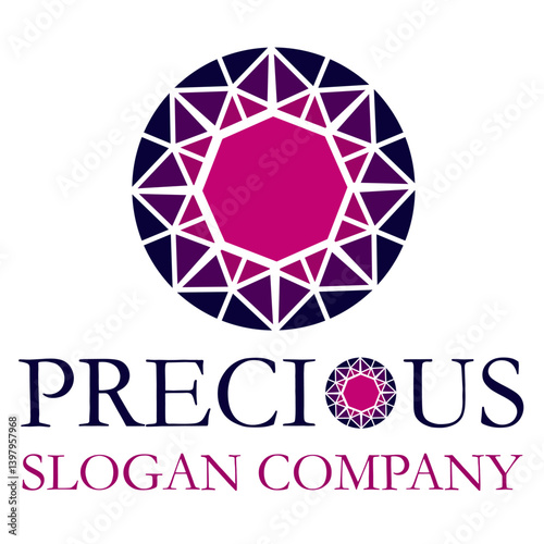 Logo Design Feminine Woman Diamond Geometric Precious jeweler jewel Company Visual identity brand Colorful Blue Magenta Rose Fucsia Pink Purple