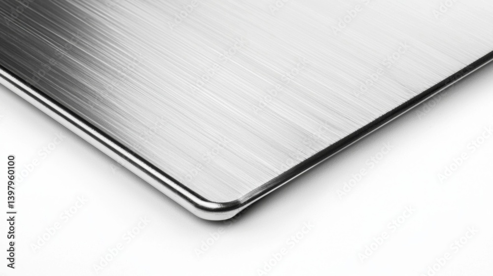 Close-up of a sleek, brushed metal surface with a polished edge