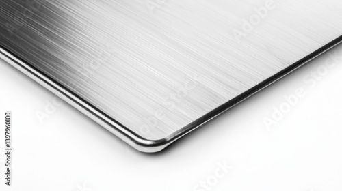 Close-up of a sleek, brushed metal surface with a polished edge
