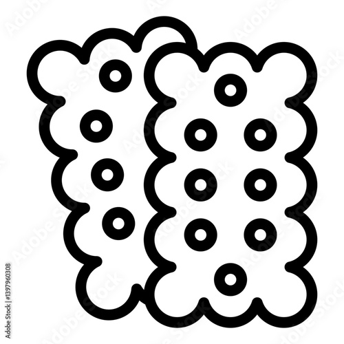 Two shortbread cookies line icon, sweets pastry concept. Vector graphics. Cookie cracker, bakery sign on white background, style mobile or design.