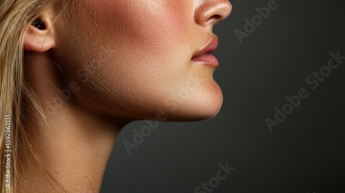 Obraz na płótnie Profile view of a woman with smooth skin and natural makeup w salonie