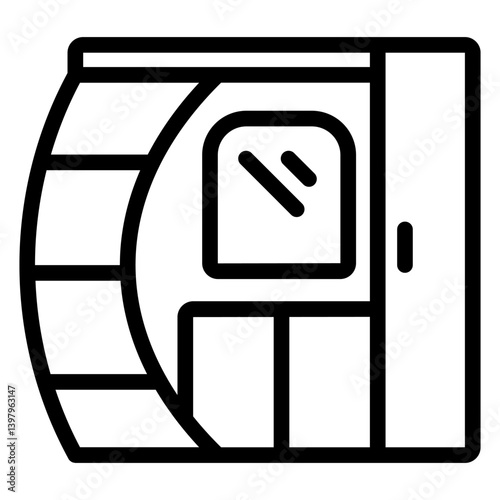 Wardrobe furniture line icon, house interior concept. Vector graphics. Bedside cabinet with table, mirror and shelves sign on white background, style mobile or design.