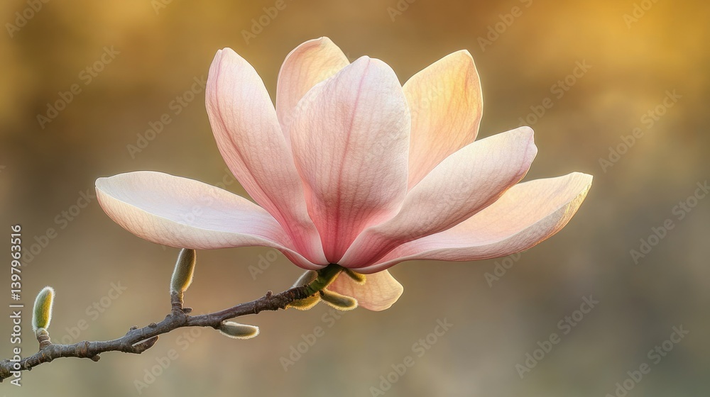 Fototapeta premium Delicate magnolia blossom in soft sunlight