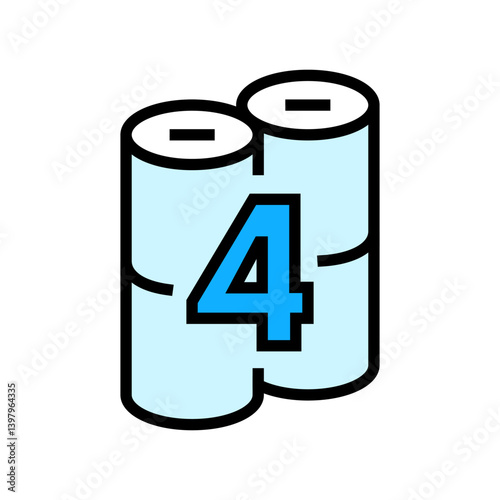 four pack toilet paper color icon vector illustration