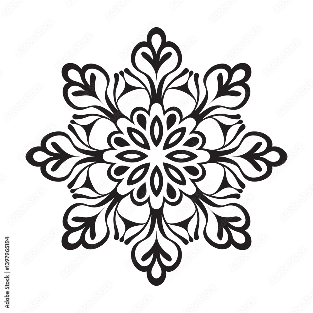Fototapeta premium Mandala Design Vector, Black Silhouette Mandala Design