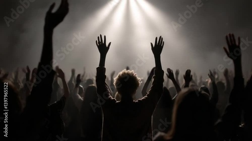 Worshippers Raise Hands in Praise During Spiritual Gathering Generative AI