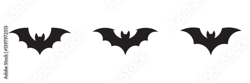 Halloween bat silhouette collection, bat elements, bat silhouette, black bat illustration
