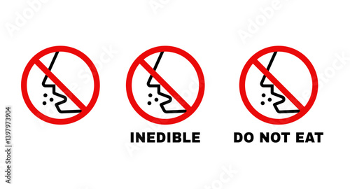 Inedible icon. Do not eat icon. Not edible sign. Not for consumption symbol.