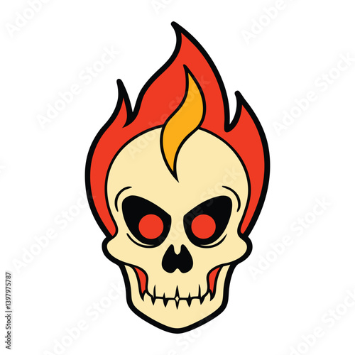 Skull with Fiery Mohawk