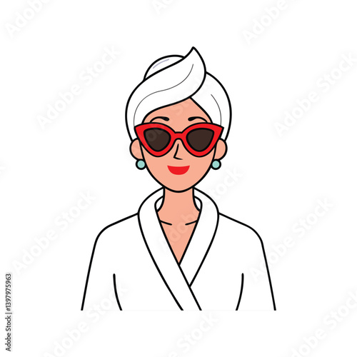 Woman with Towel Wrap, Sunglasses, and Earrings
