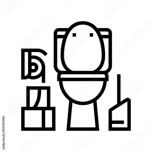 bathroom toilet paper line icon vector illustration