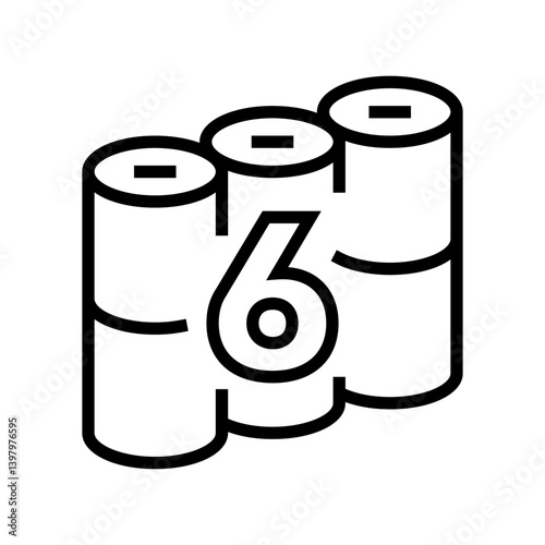 six pack toilet paper line icon vector illustration
