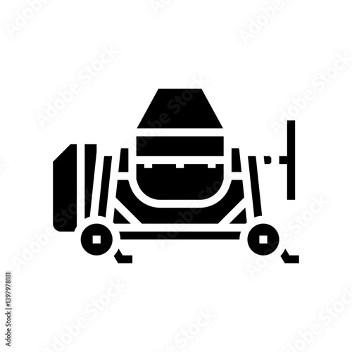 concrete mixer machine cement glyph icon vector illustration