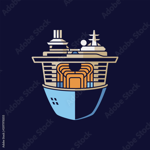 Icon of the Seas Deck Plans Abstract Vector Icon, Cruise Ship Layout, Ship Decks, Floor Plan Symbol, Luxury Liner, Mega Cruise Ship, Travel Design, Boat Blueprint, Ship Levels