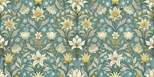 Elegant floral wallpaper design featuring earthy tones and intricate patterns.