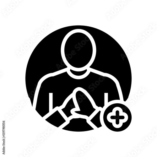 cpr chest compressions glyph icon vector illustration
