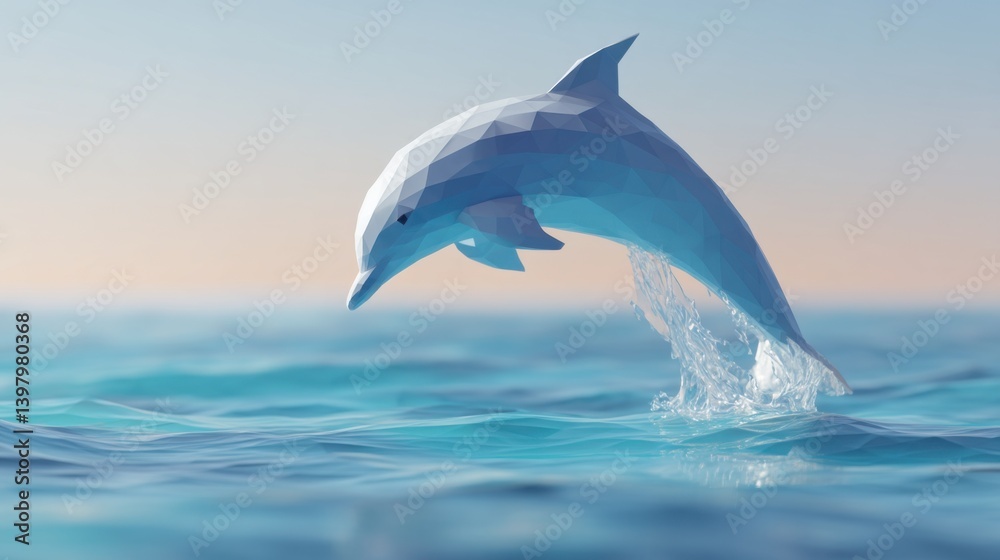 Obraz premium Jumping dolphin in abstract style