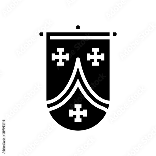 flag kingdom medieval heraldry glyph icon vector illustration