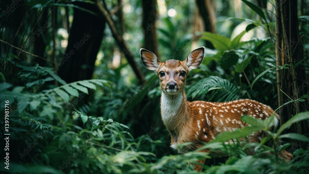A beautiful view of a cute and lovely fawn in the forest A beautiful view of a cute and lovely fawn in the forest