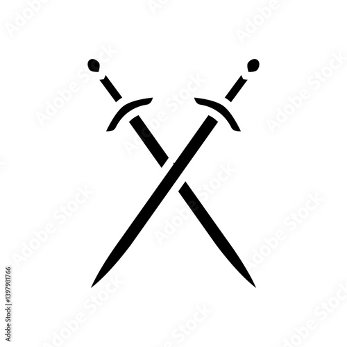 crossed swords heraldic glyph icon vector illustration
