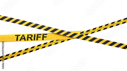 Wallpaper Mural Yellow and Black Tariff Tape Isolated on White | Tariff, trade, duty, import, export, customs, tax, Torontodigital.ca