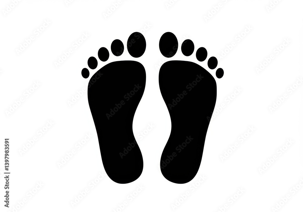 Footprints illustration of two feet isolated on white background Footprints illustration of two feet isolated on white background