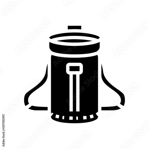 chalk bag rock climbing glyph icon vector illustration
