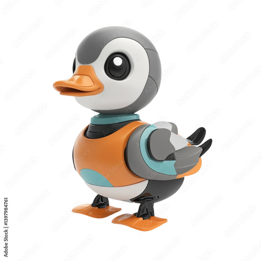 Obraz premium Adorable Robotic Duck: A Futuristic Toy Design