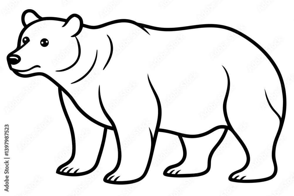 Minimalist Bear Line Art on White Background Minimalist Bear Line Art on White Background