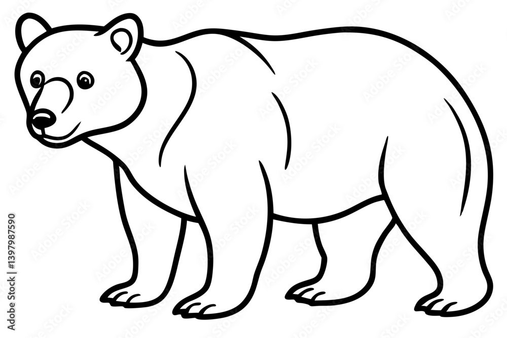 Minimalist Bear Line Art on White Background Minimalist Bear Line Art on White Background