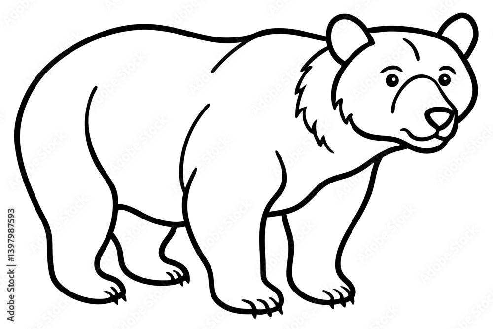 Obraz premium Minimalist Bear Line Art on White Background