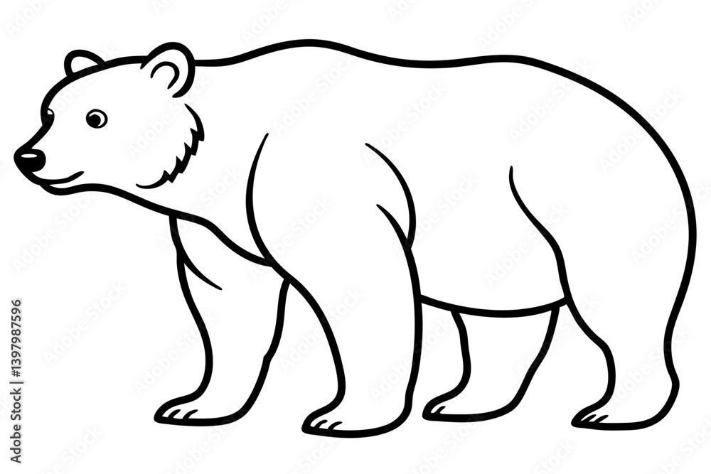 Fototapeta premium Minimalist Bear Line Art on White Background