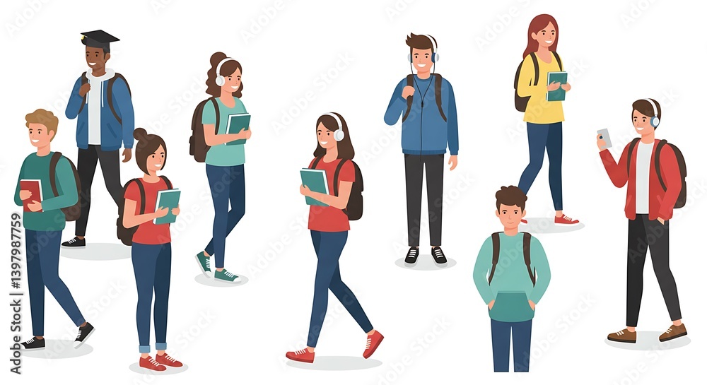 Fototapeta premium Editable University Student Design. flat-vector.